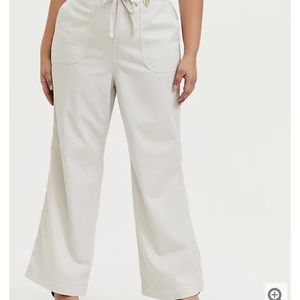 IVORY DRAWSTRING WIDE LEG PANT